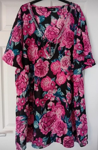Yours black hot pink - black, floral