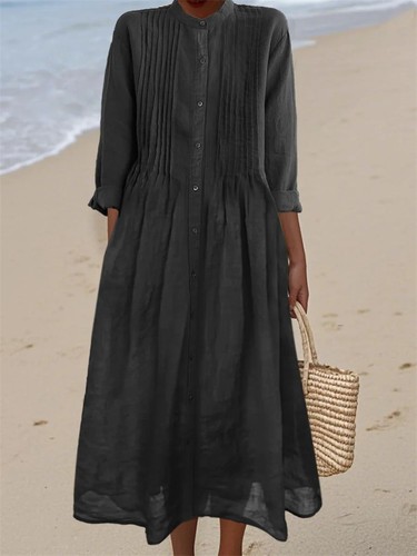 Women button pleated - women's, linen