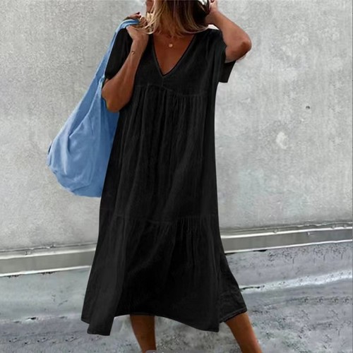 Plus size womens neck linen - plus, v