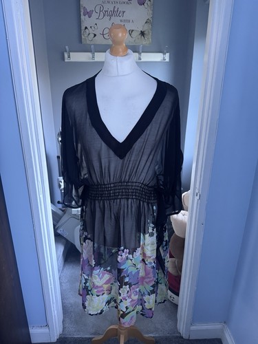 Kaftan dress black floral - kaftan,